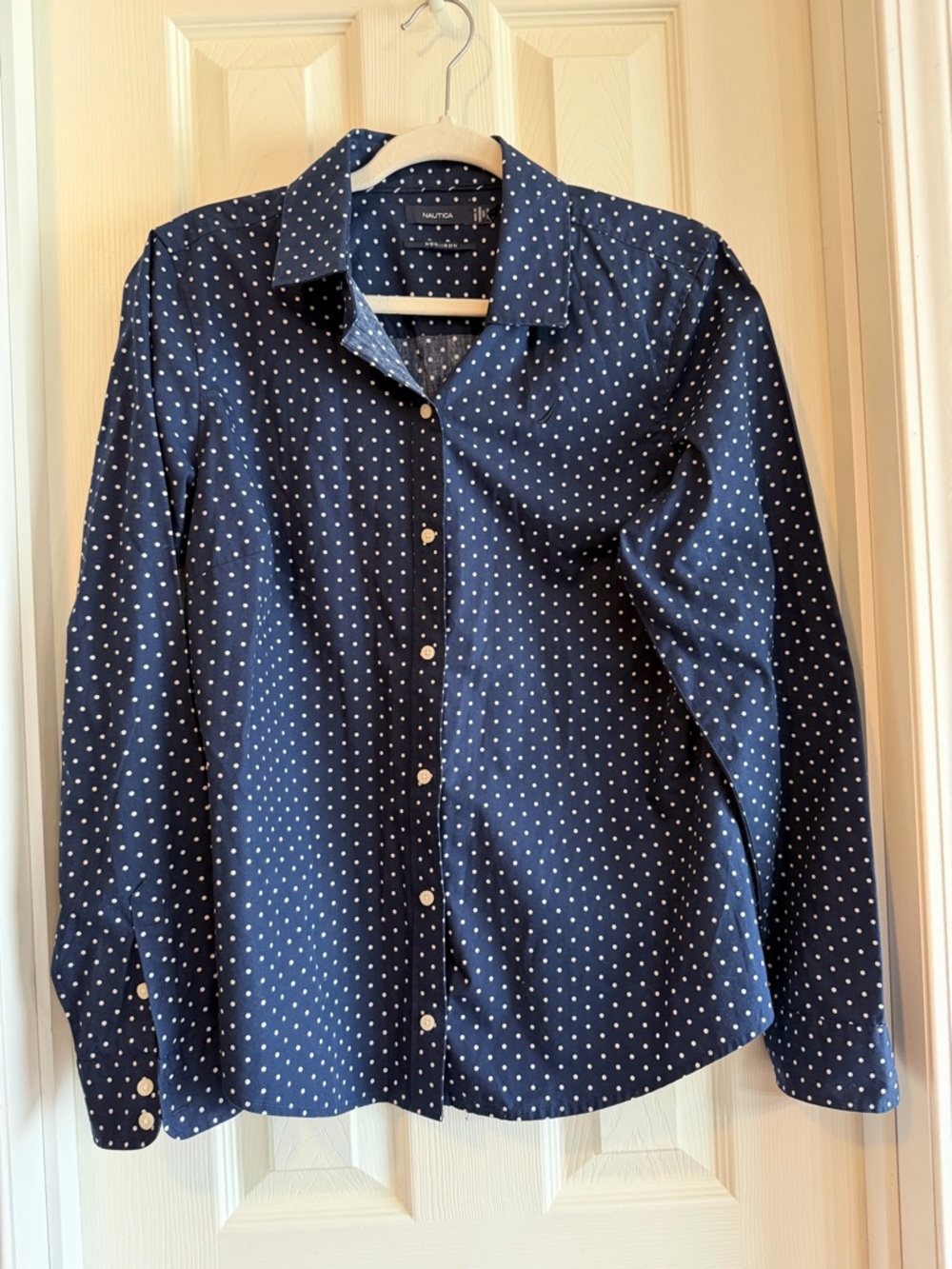 Nautica Navy Blue Polka Dot Button-Down Shirt